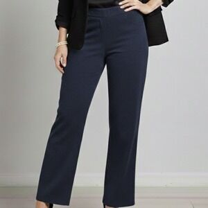 J. Jill Wearever Women's S Stretch Pants Navy Blue Casual Office Academia Preppy
